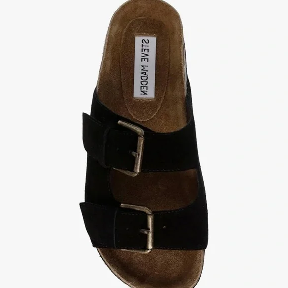 Steve Madden Black Double Buckle Platform sandals - Picture 2 of 9